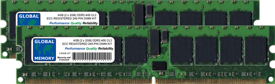 4GB (2 x 2GB) DDR2 400MHz PC2-3200 240-PIN ECC REGISTERED DIMM (RDIMM) MEMORY RAM KIT FOR SERVERS/WORKSTATIONS/MOTHERBOARDS (2 RANK KIT CHIPKILL)